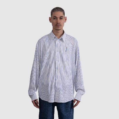 Picture of blue embroidered linen shirt