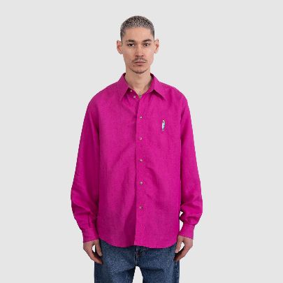 Picture of Pink embroidered linen shirt