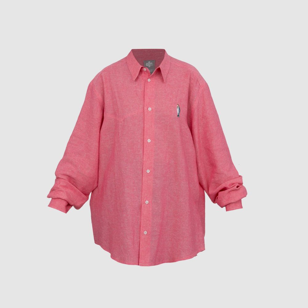 Picture of pink embroidered linen shirt