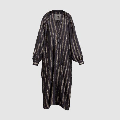 Picture of Women's kaftan, gold-plated linen, black