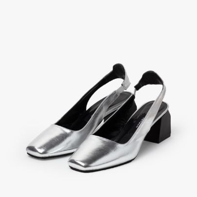 Picture of Silver sponge back slingback women's shoes