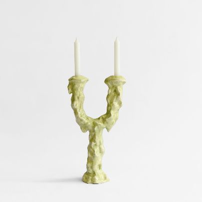 Picture of Candlestick with two branches of  Yellow ceramic tree