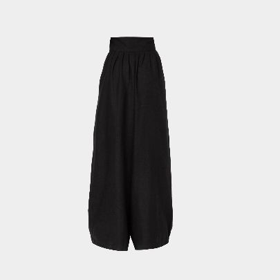 Picture of Women's linen trousers with black wide legs