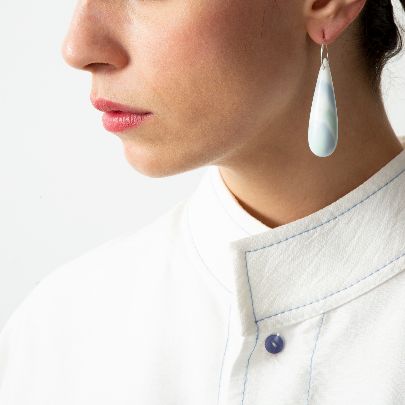 Picture of Large blue drop silver women's earrings