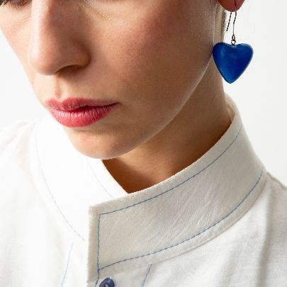 Picture of Blue ghalb resin and steel earrings