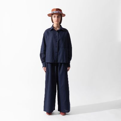 Picture of Set of linen pants for women navy blue linen