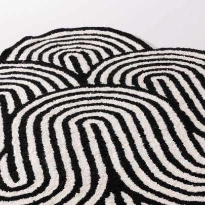 Picture of OP Art spiral black and white carpet