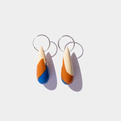 Picture of Women's earring resin and silver orange blue small drop