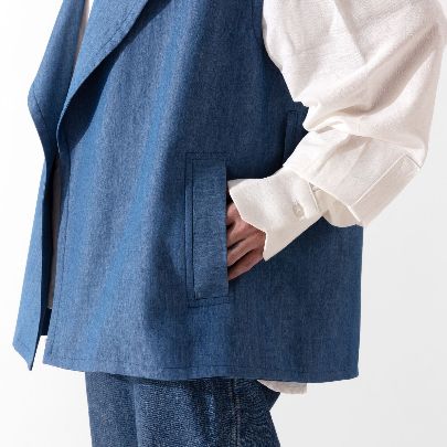 Picture of Women's Blue linen vest