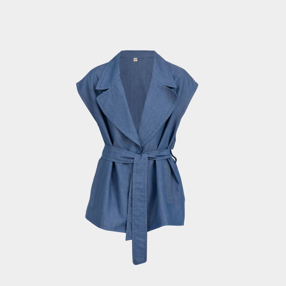 Picture of Women's Blue linen vest