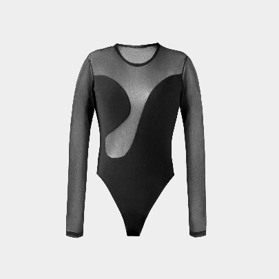 Picture of Black silk women's bodysuit