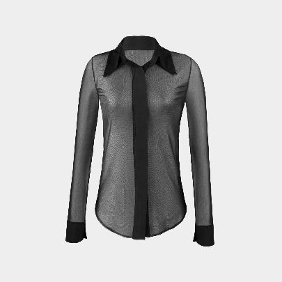 Picture of Women's black open front silk blouse