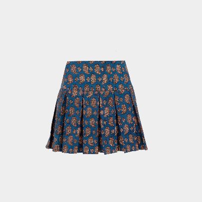 Picture of Women's pleated blue pencil skirt