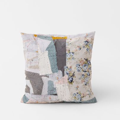 Picture of Mosnad patchwork gray white cushion