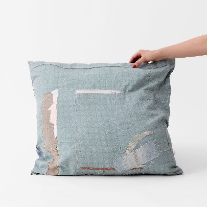 Picture of Mosnad patchwork blue cushion