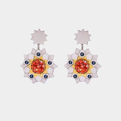 Picture of Women's stainless steel earrings with four orange suns