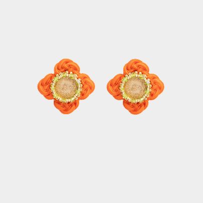 Picture of Orange diamond braid women's earrings