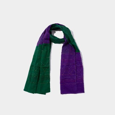 Picture of Double-sided shawl with purple green base