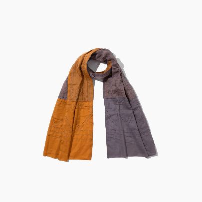 Picture of Double-sided shawl with orange gray base