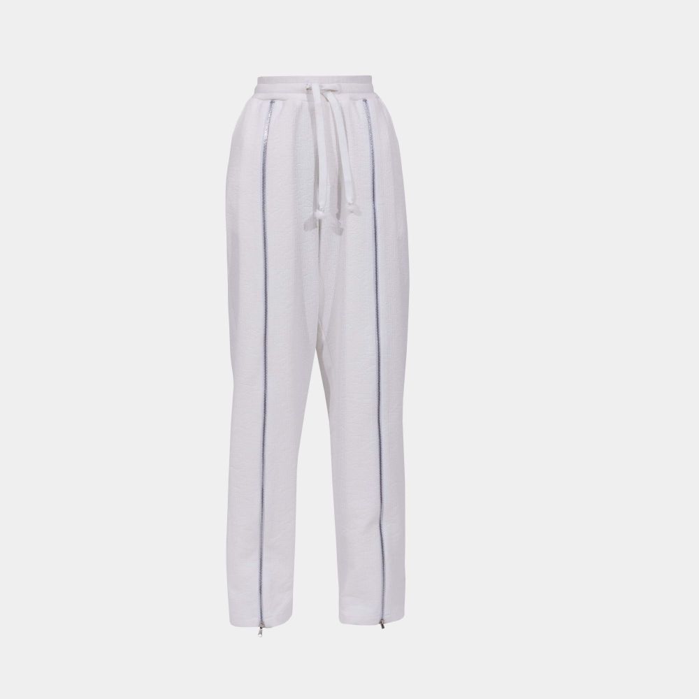 Picture of White match cotton pants for women