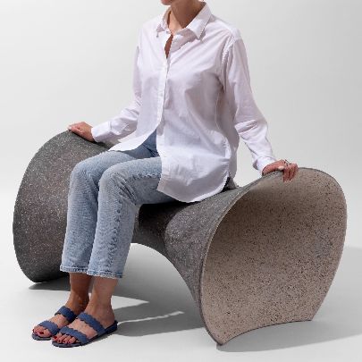 Picture of Sculptural Charcoal-Grey Hollow Bench