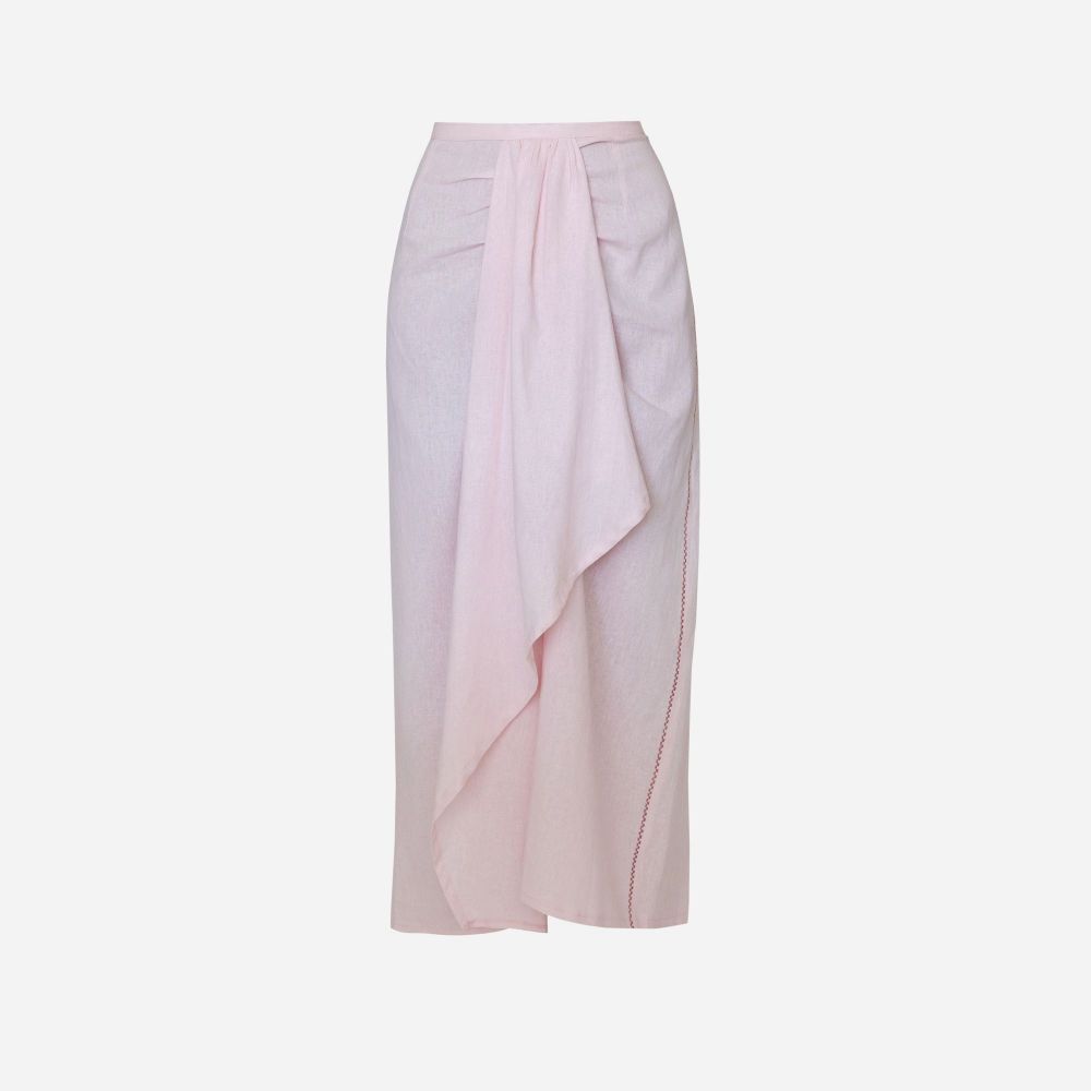 Picture of Knotted pink linen skirt