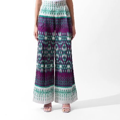 Picture of Women's purple green jacquard pants