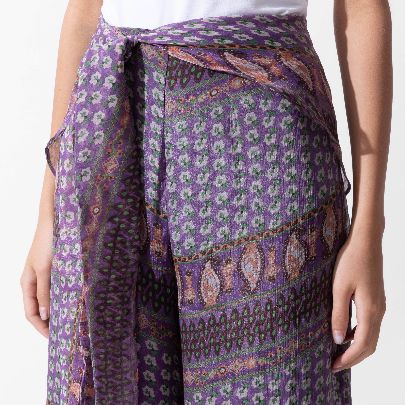 Picture of Women's Silk Pants Purple Hem