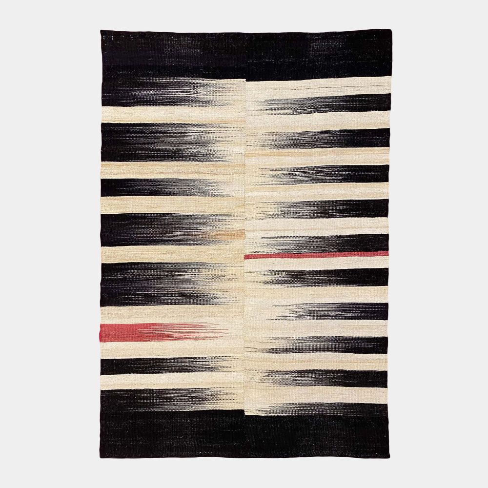 Picture of Black Wool Kilim White Red