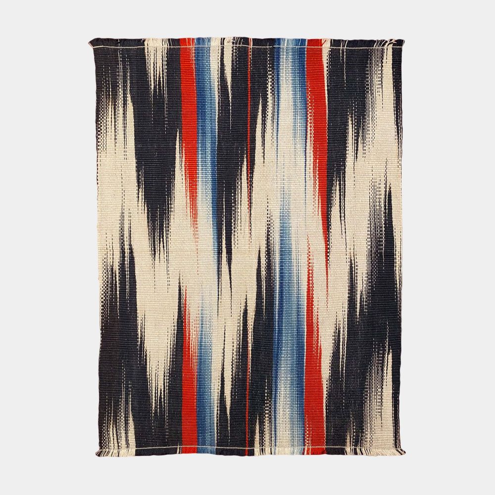 Picture of White Wool Kilim Blue red