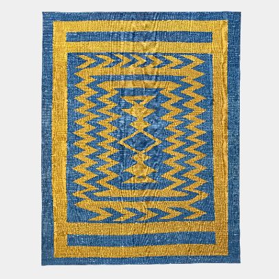 Picture of Golden Blue Wool Kilim   