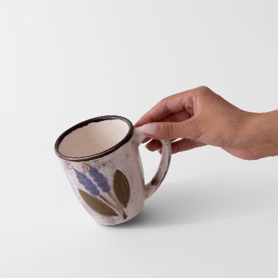 Picture of Glaze Mug & Clay Wheat Flower Purple Green