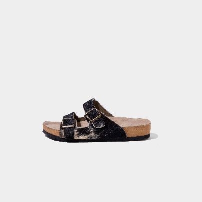 Picture of Simple open black cow sandal