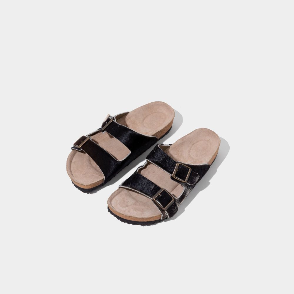 Picture of Simple open black cow sandal