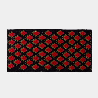 Picture of Black Red Wool Kilim Red Flower