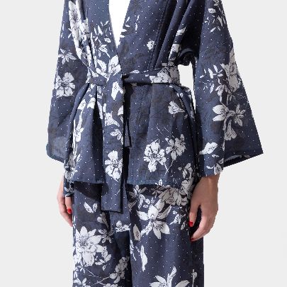 Picture of Women's Kimono Linen Spotted Leopard