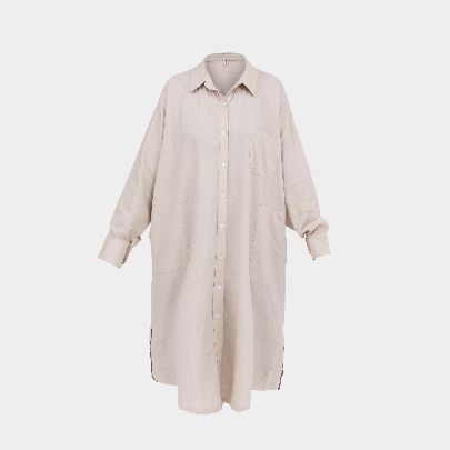 Picture of Syria cream linen maxi shirt for women