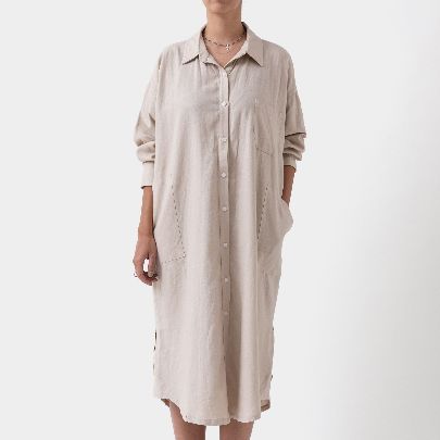 Picture of Syria cream linen maxi shirt for women