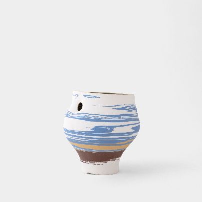 Picture of deformed white and blue ceramic vase