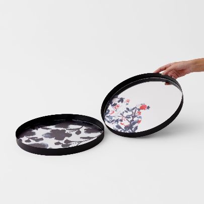 Picture of Flower and butterfly mirror tray