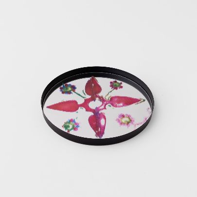 Picture of Magenta leaf mirror tray