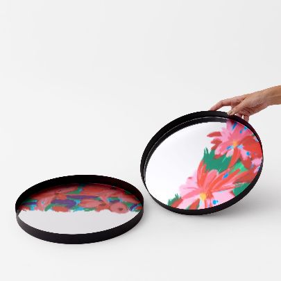 Picture of Watercolor Flower Mirror Tray Design two