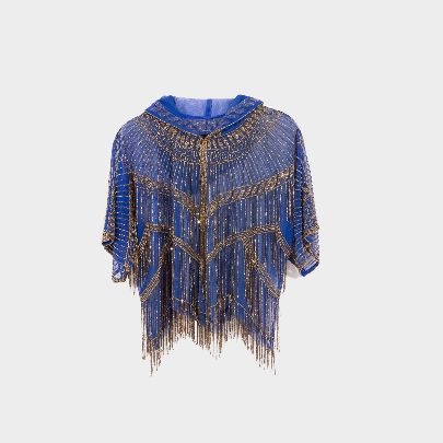 Picture of Carbon blue embroidered beaded lace women's jacket