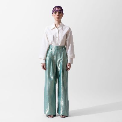 Picture of Turquoise taffeta pants