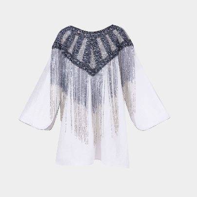 Picture of White women's shirt with embroidered beaded collar