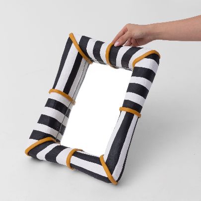 Picture of White Black Striped Papier Trigger Mirror