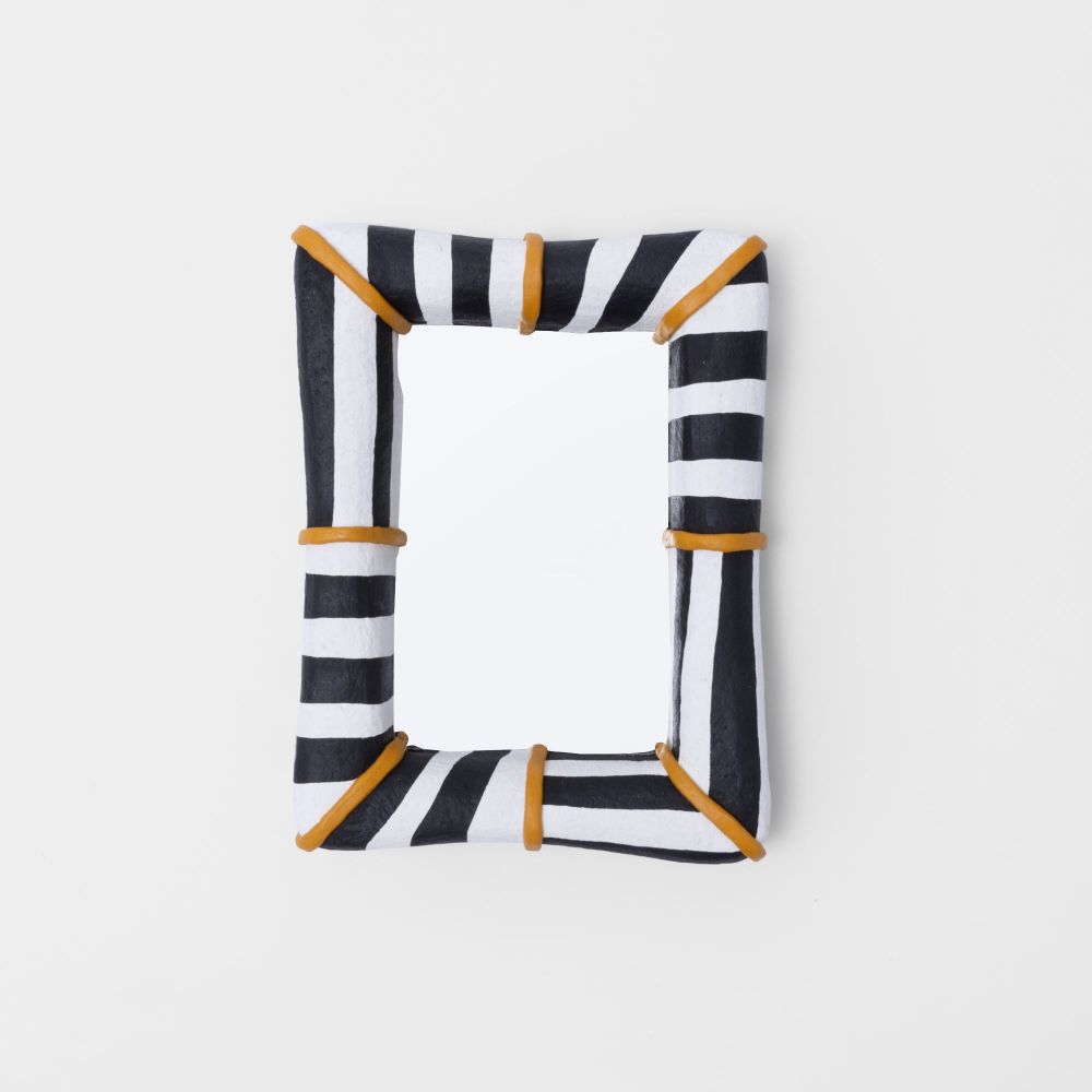 Picture of White Black Striped Papier Trigger Mirror