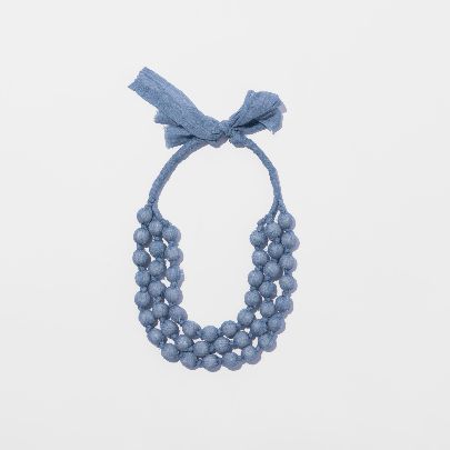 Picture of Blue fabric and bead necklace