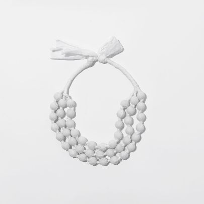 Picture of White fabric and bead necklace