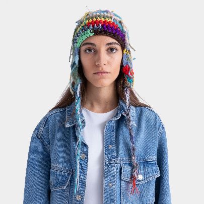 Picture of multicolored wool and yarn hat